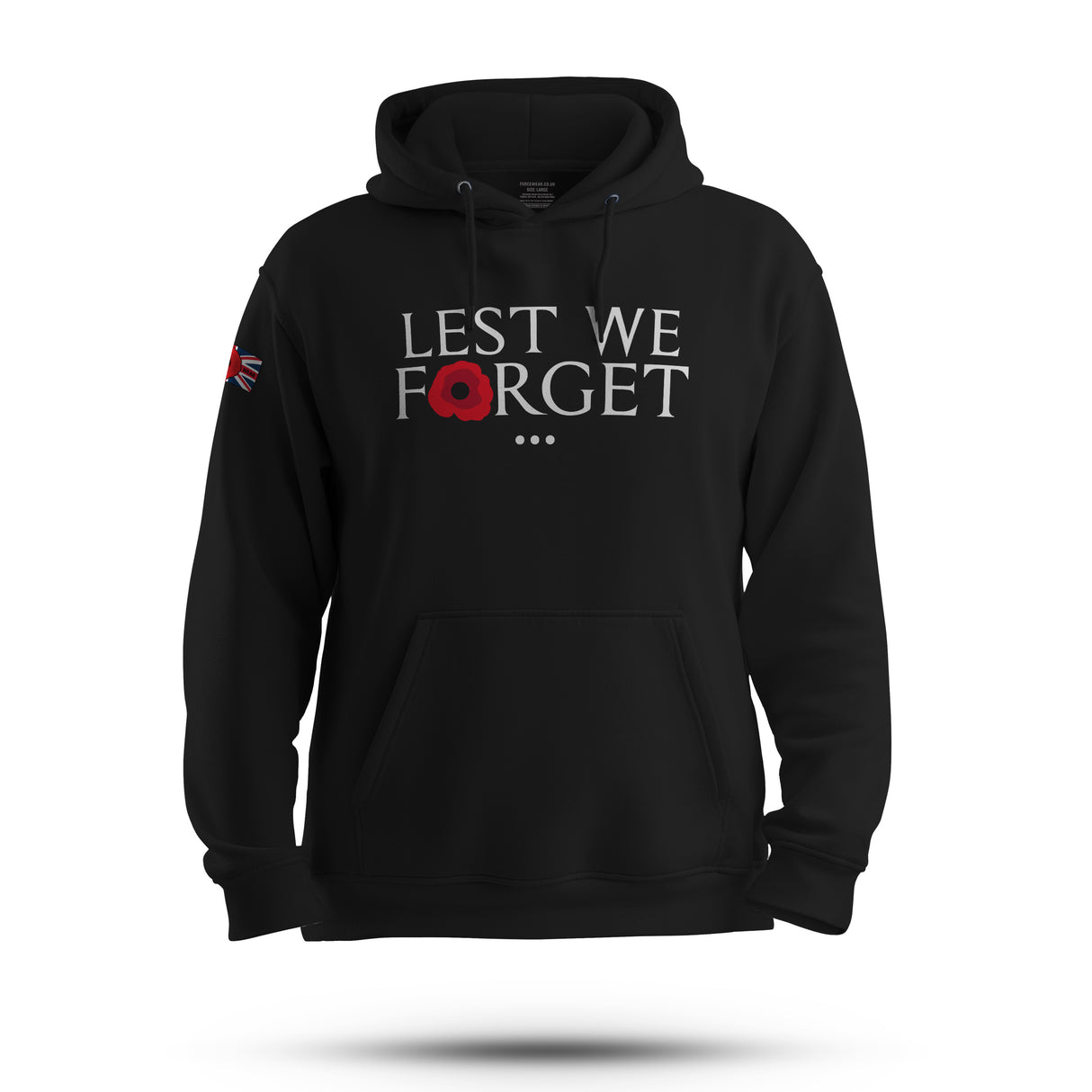 LEST WE FORGET WHT INK HOODIE - BLACKOUT
