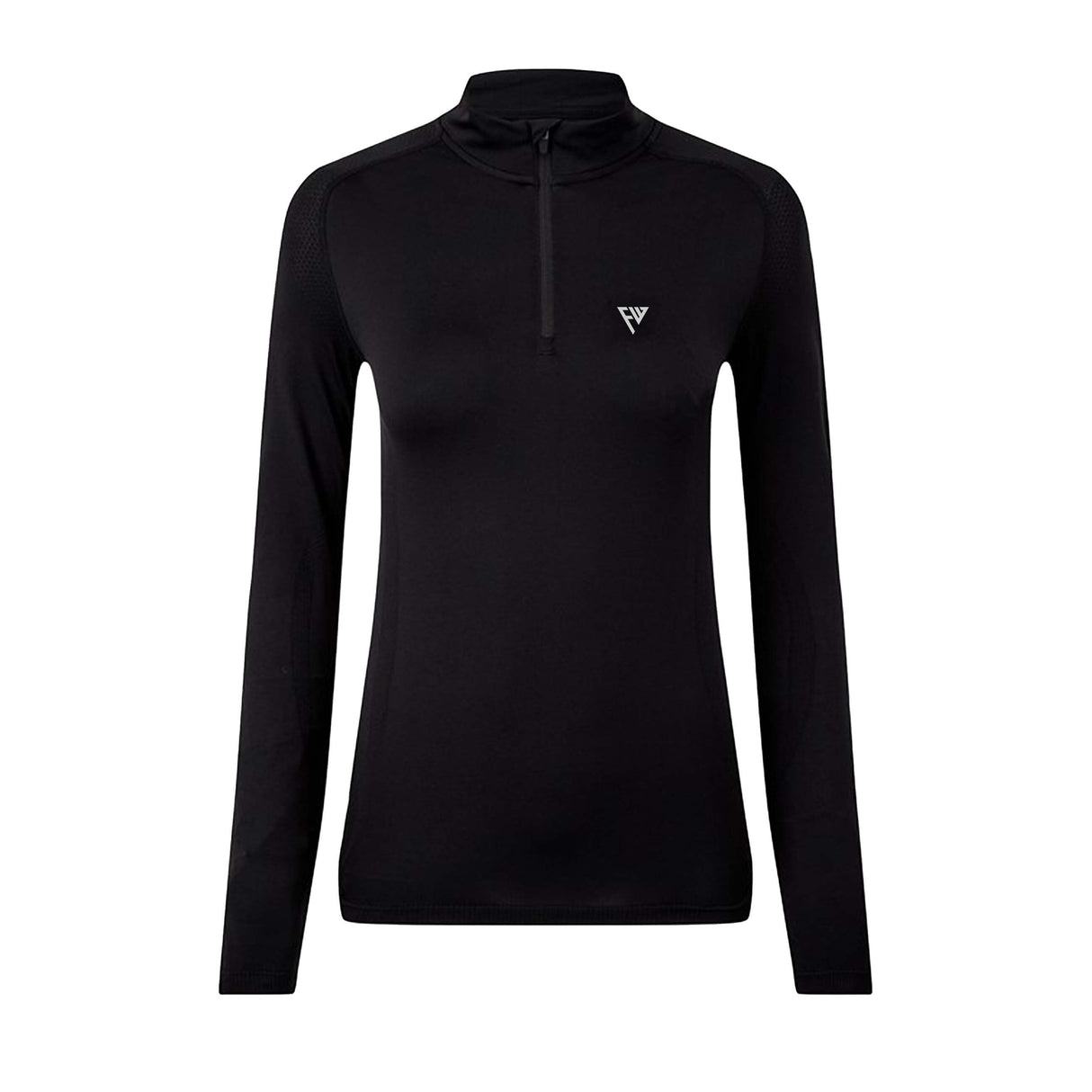WOMENS SEAMLESS 1/4 ZIP TOP BLACK - Force Wear HQ
