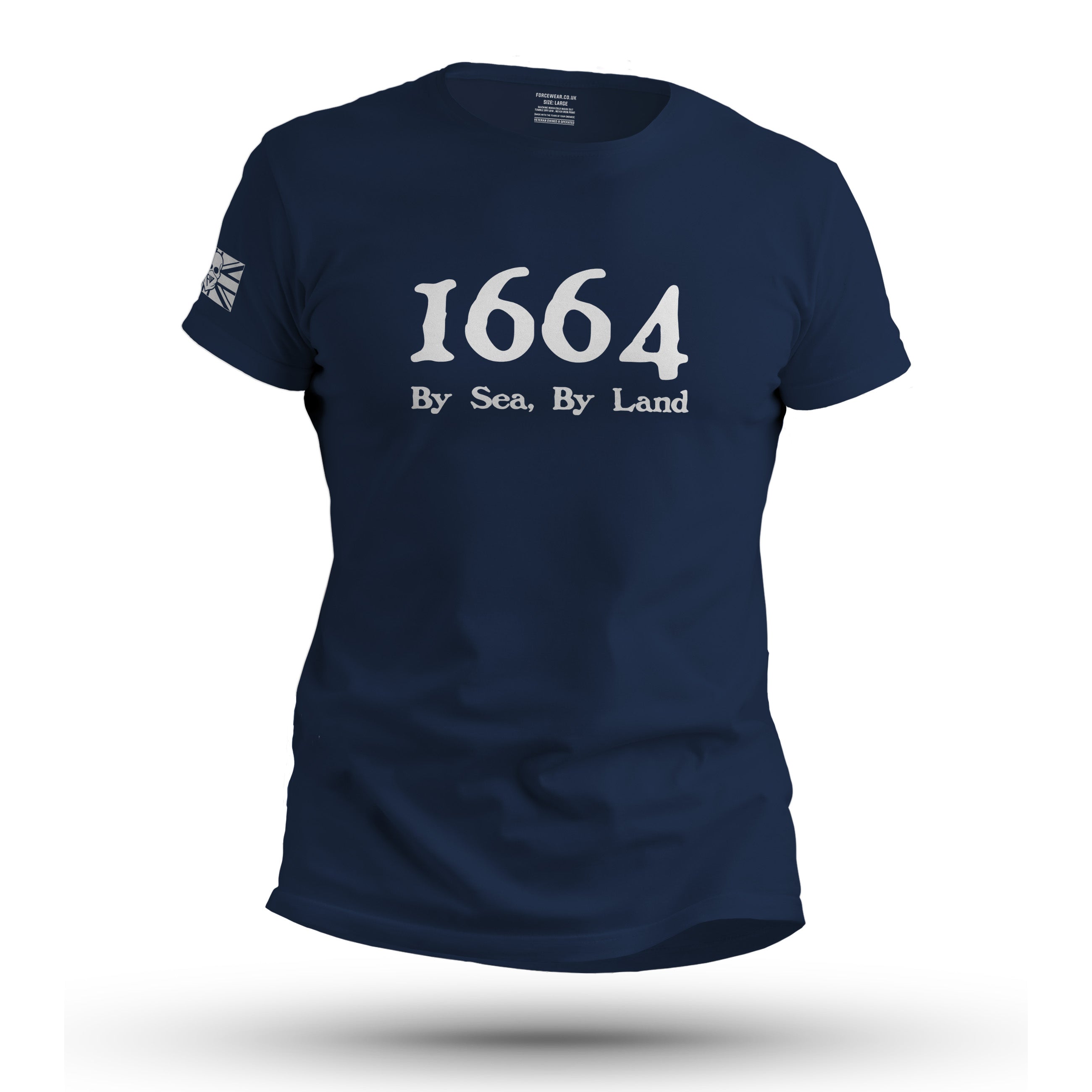 1664 BY SEA BY LAND WHT INK T-Shirt Military Veteran Force Wear