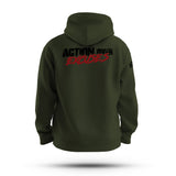 ACTION OVER EXCUSES TAG & BACK HOODIE