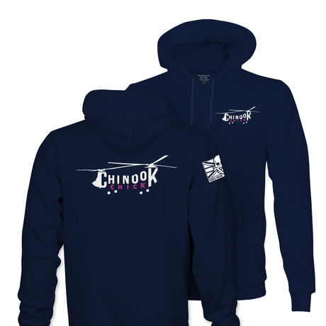 CHINOOK 'CHICK' WHITE INK TAG & BACK HOODIE