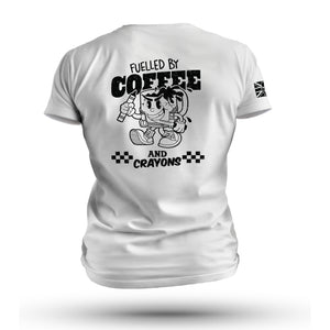 FUELLED BY COFFEE AND CRAYONS TAG & BACK