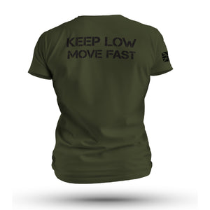 KEEP LOW MOVE FAST TAG & BACK