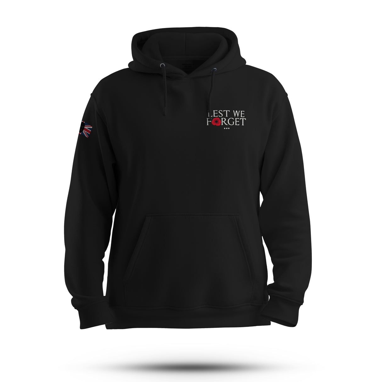 LEST WE FORGET WHT INK TAG HOODIE - BLACKOUT