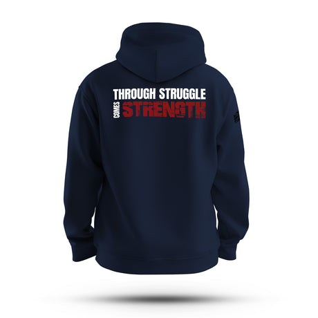 THROUGH STRUGGLE COMES STRENGTH WHITE INK TAG & BACK HOODIE