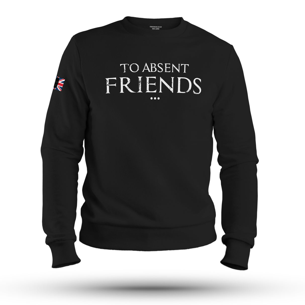 TO ABSENT FRIENDS WHT INK ED BLACK SWEAT