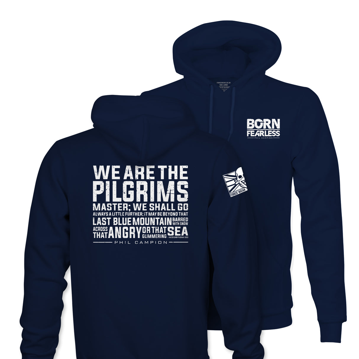 BORN FEARLESS WE ARE THE PILGRIMS WHITE T&B HOODIE