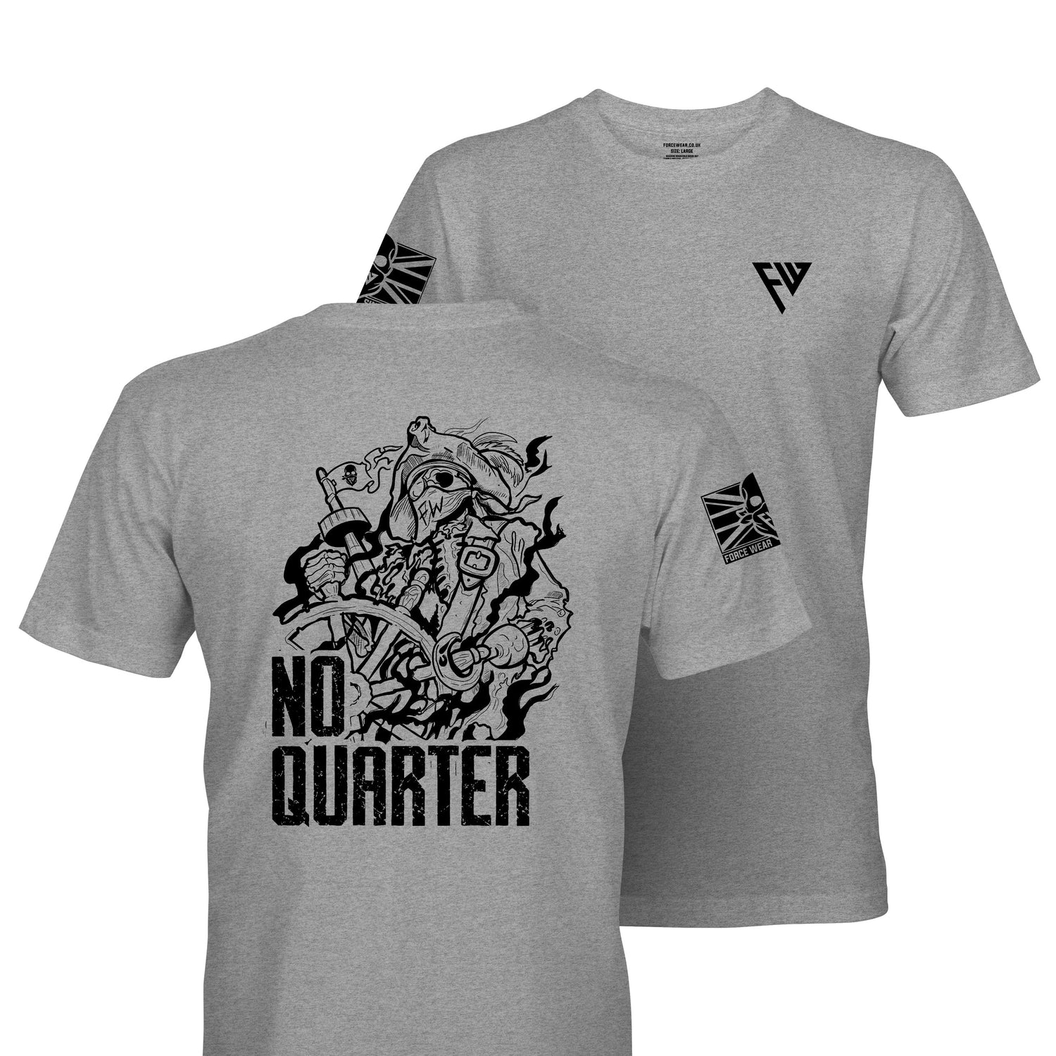 NO QUARTER TAG & BACK TShirt Military Veteran Force Wear