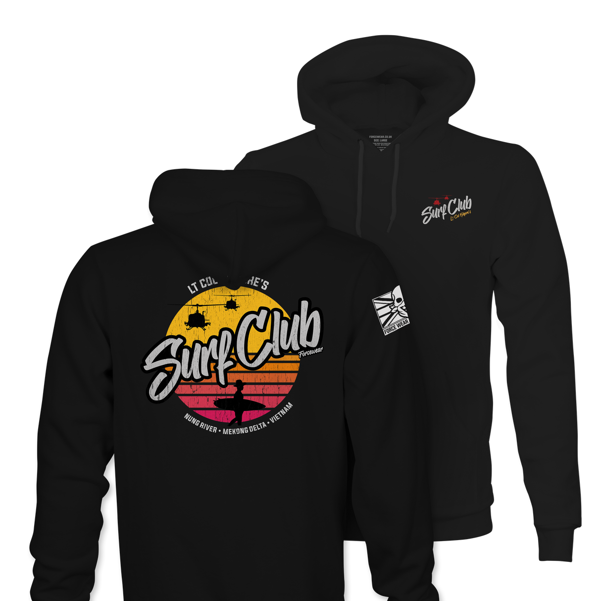 SURF CLUB TAG AND BACK BLK HOODIE Military Veteran Force Wear