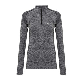 WOMENS SEAMLESS 1/4 ZIP TOP CHARCOAL - Force Wear HQ